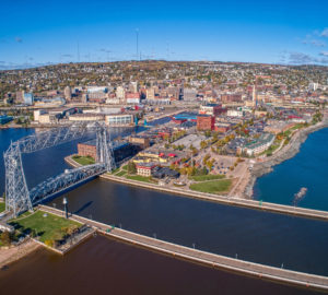 Aerial View of the popular Canal Park Area of Duluth, Minnesota