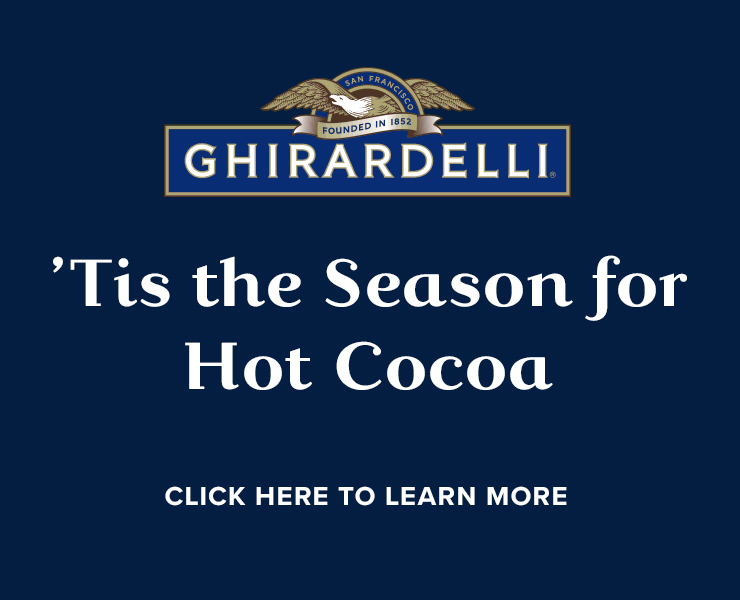 banner advertising ghirardelli tis the season for hot cocoa