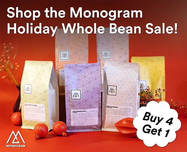 banner advertising monogram holiday whole bean sale buy 4 bags and get 1